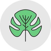 Monstera Line Filled Light Circle Icon vector