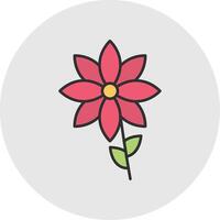 Flower Line Filled Light Circle Icon vector