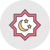 Islamic Star Line Filled Light Circle Icon vector