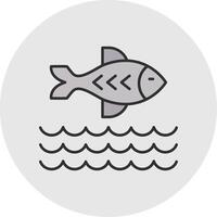 pescado línea lleno ligero circulo icono vector