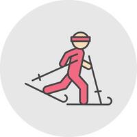 esquí línea lleno ligero circulo icono vector