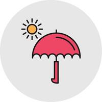 Umbrella Line Filled Light Circle Icon vector