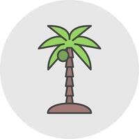 Coco árbol línea lleno ligero circulo icono vector