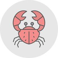 Crab Line Filled Light Circle Icon vector