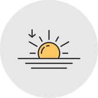 Sunset Line Filled Light Circle Icon vector