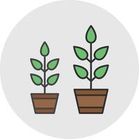 Grow Plant Line Filled Light Circle Icon vector