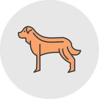 perro línea lleno ligero circulo icono vector