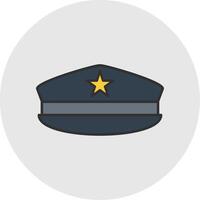 militar sombrero línea lleno ligero circulo icono vector