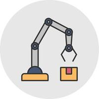 Robotic Arm Line Filled Light Circle Icon vector