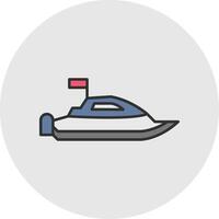 Speed Boat Line Filled Light Circle Icon vector