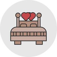 Double Bed Line Filled Light Circle Icon vector