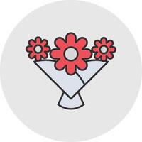 Flower Bouquet Line Filled Light Circle Icon vector