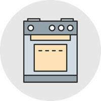 Electric Stove Line Filled Light Circle Icon vector