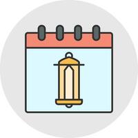 calendario línea lleno ligero circulo icono vector