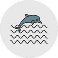 Dolphin Line Filled Light Circle Icon vector