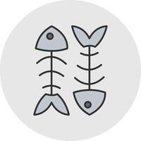 Fishbone Line Filled Light Circle Icon vector
