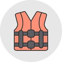 Life Vest Line Filled Light Circle Icon vector