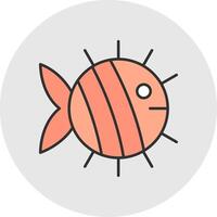 Fish Line Filled Light Circle Icon vector