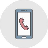 Phone Call Line Filled Light Circle Icon vector