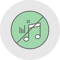 No Music Line Filled Light Circle Icon vector