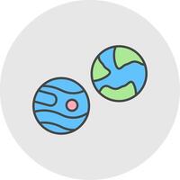 Planets Line Filled Light Circle Icon vector