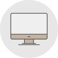 Personal computer Line Filled Light Circle Icon vector