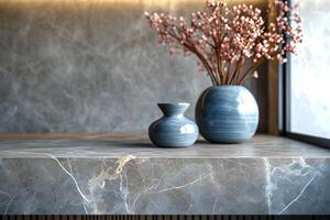 AI generated Marble Stone Countertop in Kitchen Setting photo