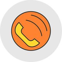 Phone Call Line Filled Light Circle Icon vector