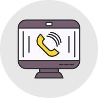 Video Call Line Filled Light Circle Icon vector