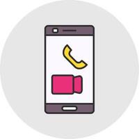 Video Call Line Filled Light Circle Icon vector