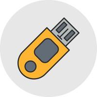 Pendrive Line Filled Light Circle Icon vector