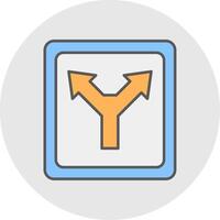 Diverge Line Filled Light Circle Icon vector