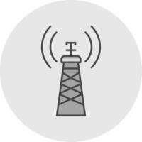 Signal Tower Line Filled Light Circle Icon vector