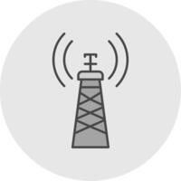 Signal Tower Line Filled Light Circle Icon vector