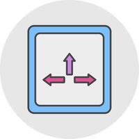 Resize Line Filled Light Circle Icon vector