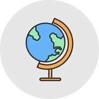 Earth Globe Line Filled Light Circle Icon vector