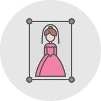 Boda fotografía línea lleno ligero circulo icono vector