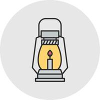 Gas Lamp Line Filled Light Circle Icon vector