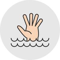 Drowning Line Filled Light Circle Icon vector