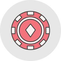 póker chip línea lleno ligero circulo icono vector