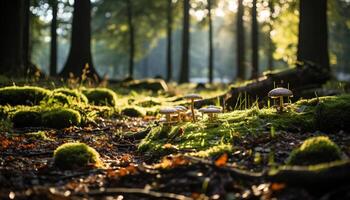 AI generated Freshness and beauty in nature, autumn colorful forest generated by AI photo