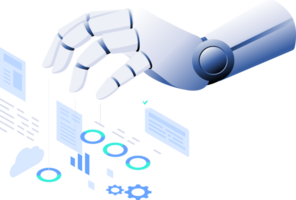 generatief ai toepassingen met robot hand- concept illustratie png