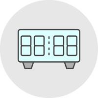 Digital Clock Line Filled Light Circle Icon vector