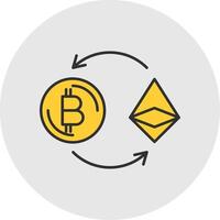 Ethereum Line Filled Light Circle Icon vector