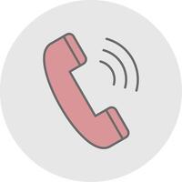 Phone Call Line Filled Light Circle Icon vector