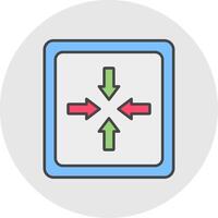 Exit Full Screen Line Filled Light Circle Icon vector