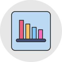 Bar Chart Line Filled Light Circle Icon vector