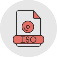 Iso Line Filled Light Circle Icon vector