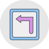 Turn Left Line Filled Light Circle Icon vector