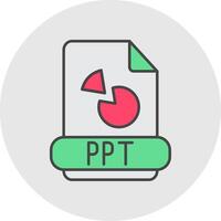 ppt línea lleno ligero circulo icono vector